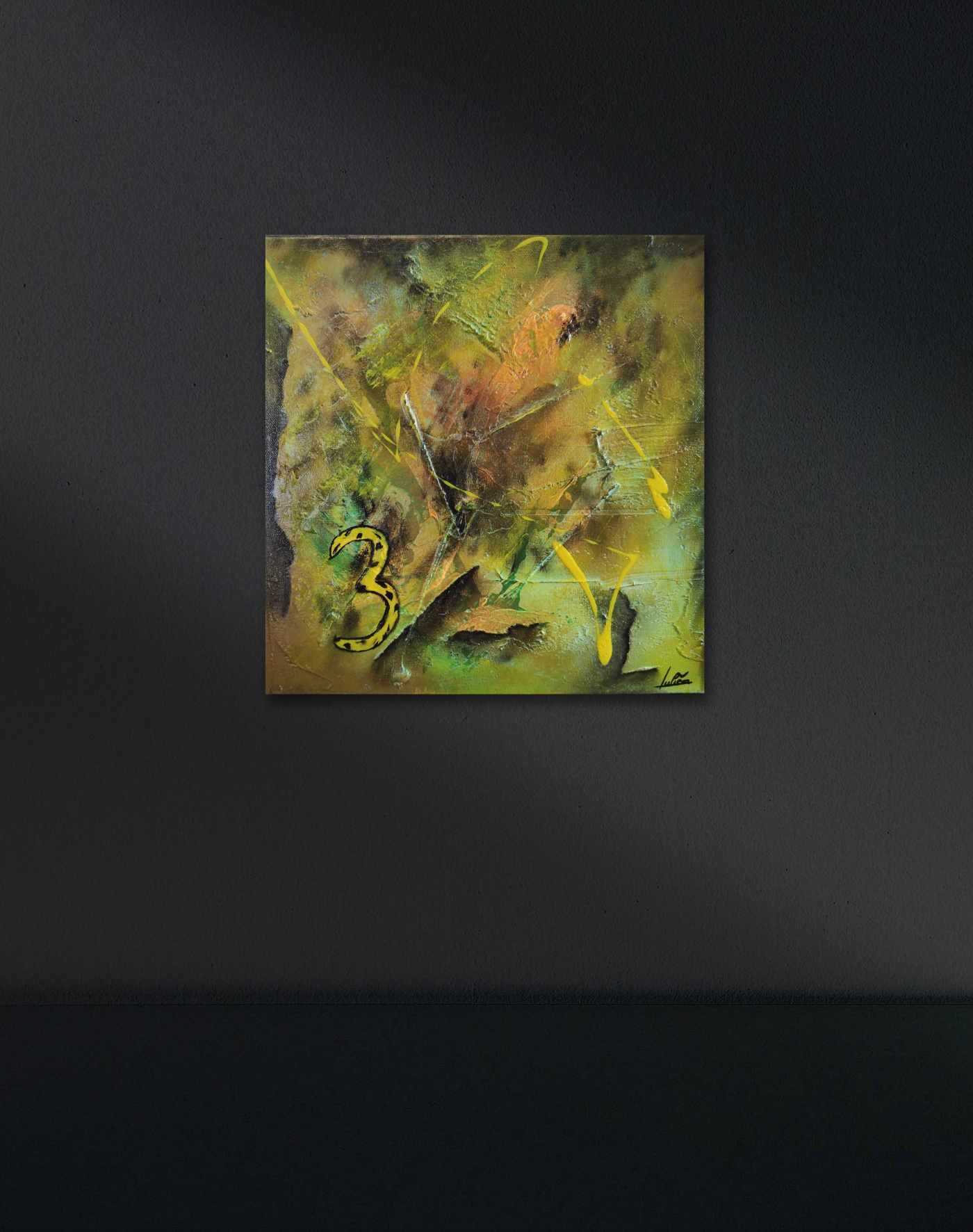 Peinture acrylique Chiffre chance 3