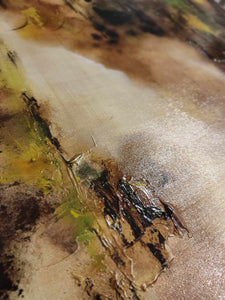 Tableau abstrait acrylique Brume dorée