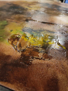 Tableau abstrait acrylique Brume dorée