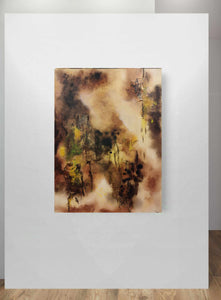 Tableau abstrait acrylique Brume dorée