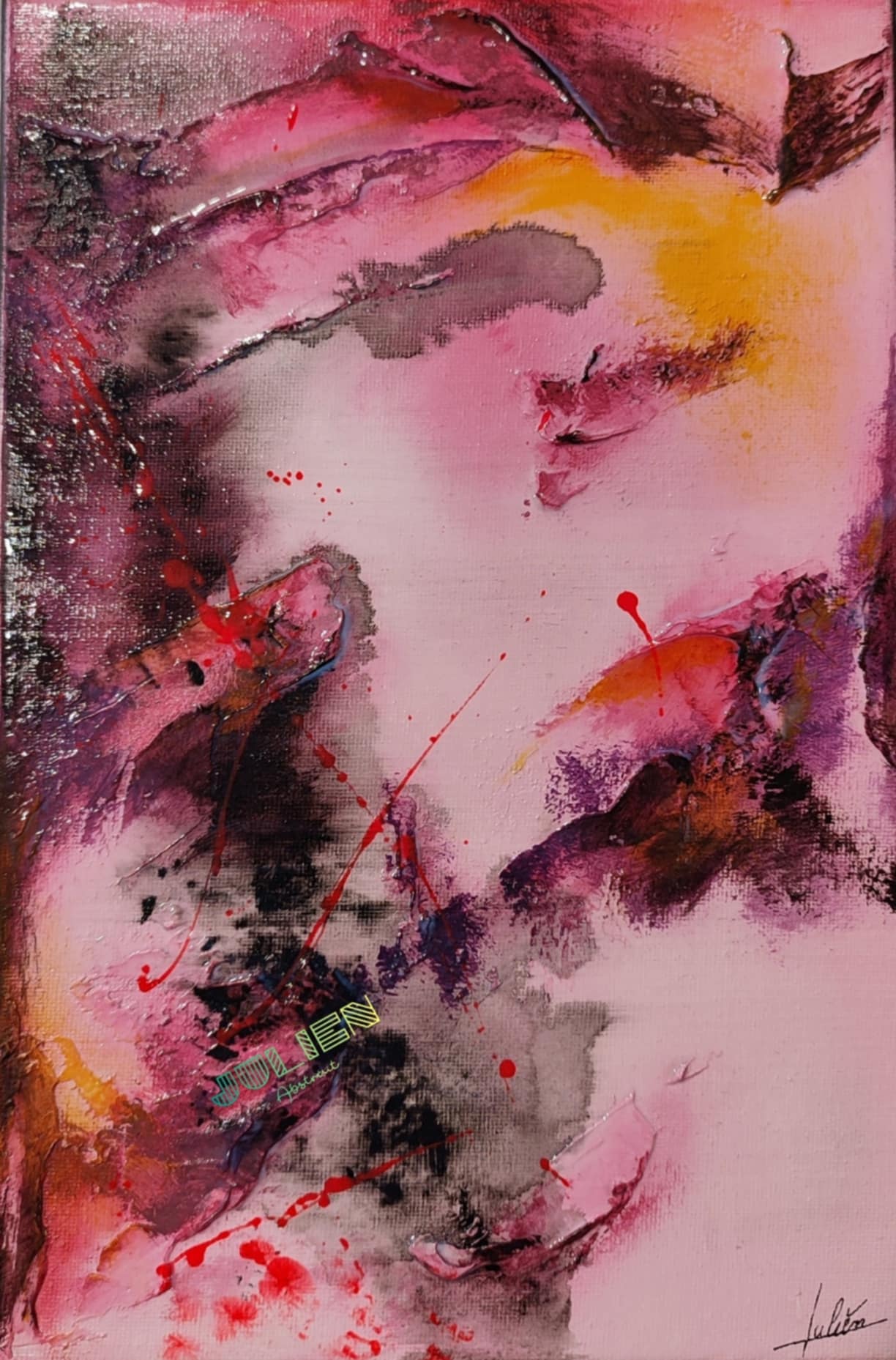 Tableau abstrait acrylique Floraison