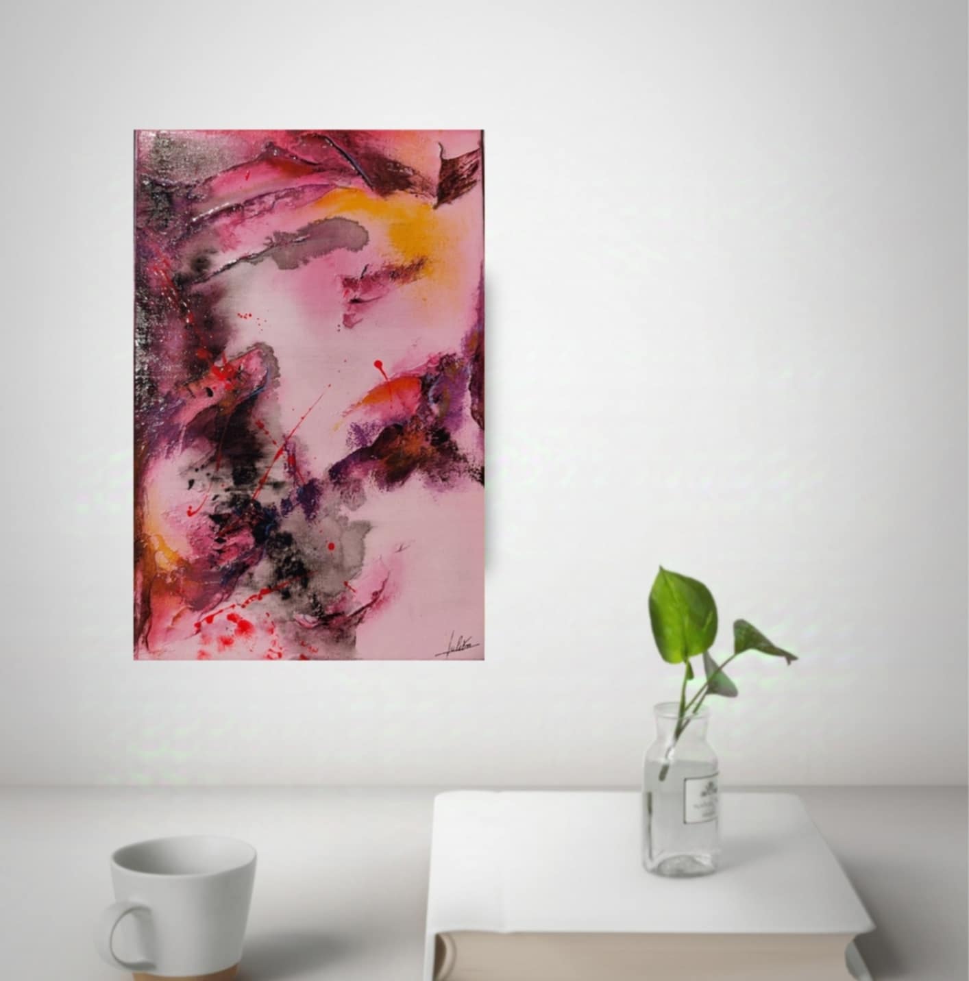 Tableau abstrait acrylique Floraison