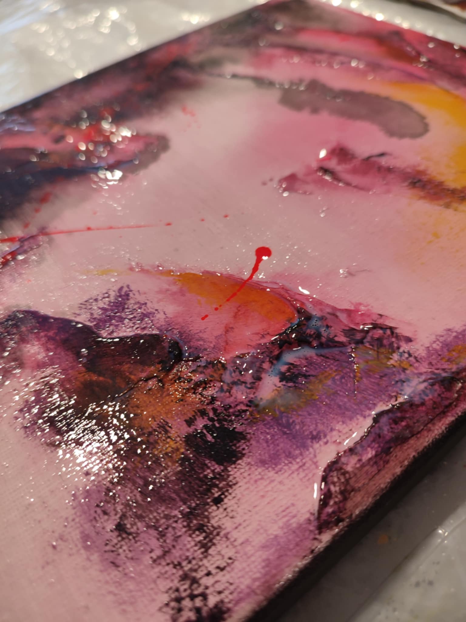Tableau abstrait acrylique Floraison