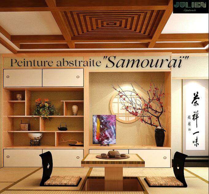 Tableau abstrait acrylique Samouraï