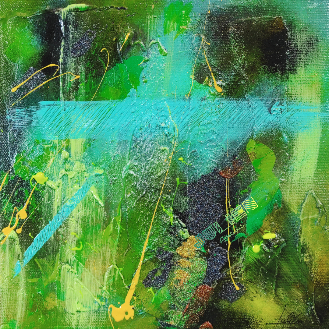 Tableau abstrait acrylique Jade